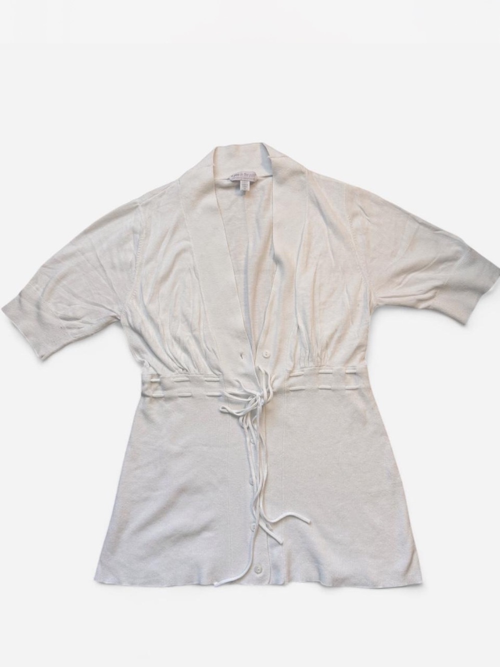A Pea in the Pod Cream Tie-Front Knit Robe Cardigan
